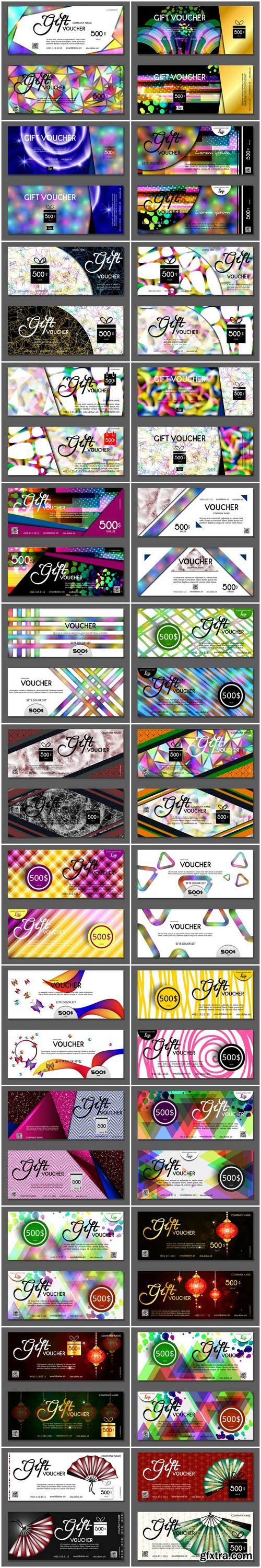 Collection of gift cards and vouchers 5 - Set of 26xEPS Professional Vector Stock