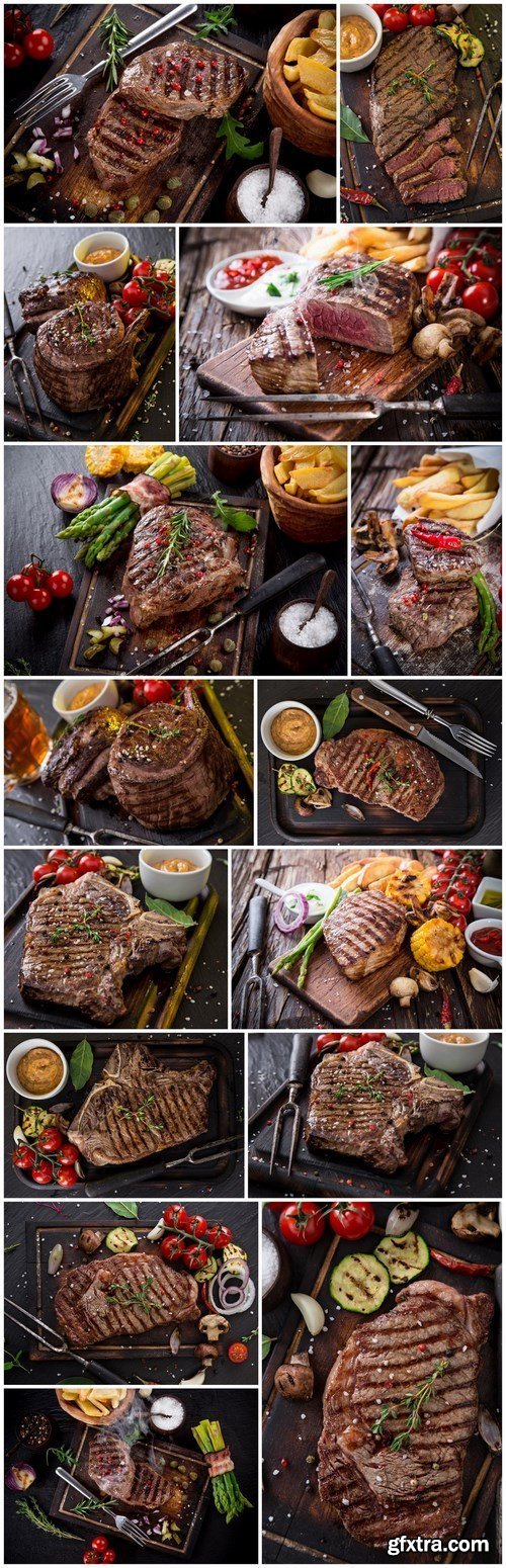 Beef Steak on Wooden Table 2 - 15xUHQ JPEG