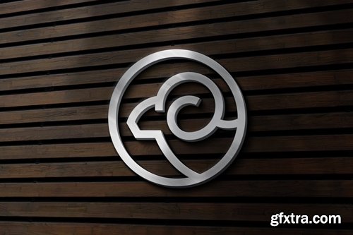 Silver Wall Sign: Logo Mockup