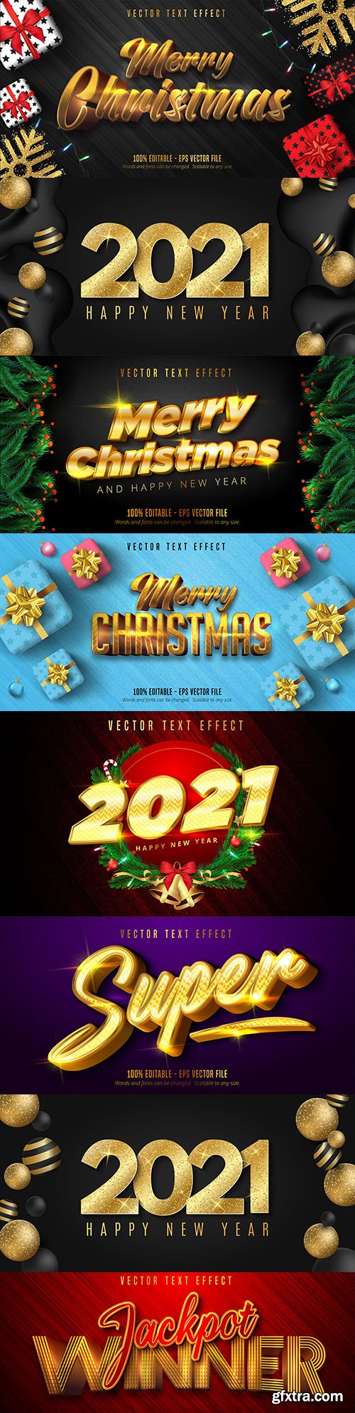 Merry Christmas editable font effect text collection design
