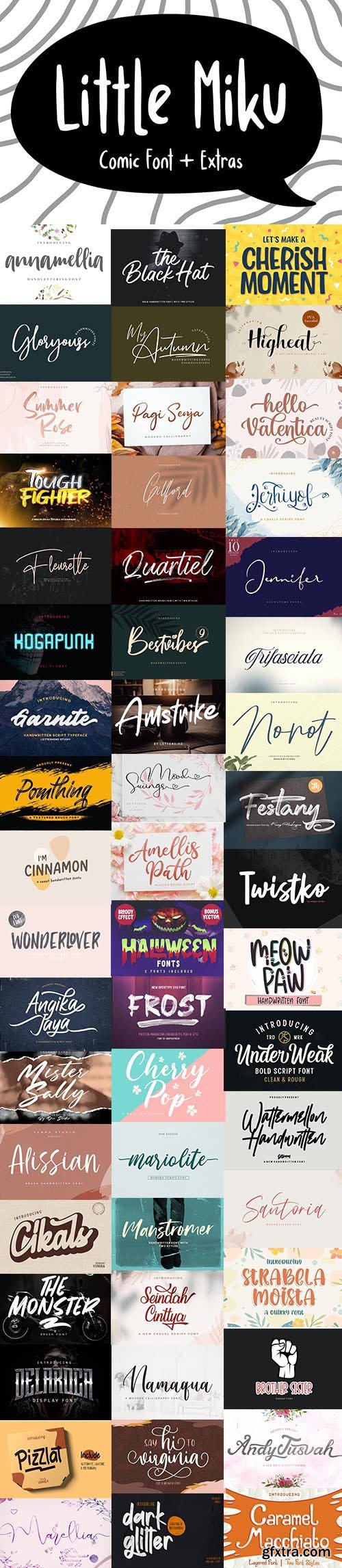 54 Super Fonts Pack + WebFonts & Vector Elements