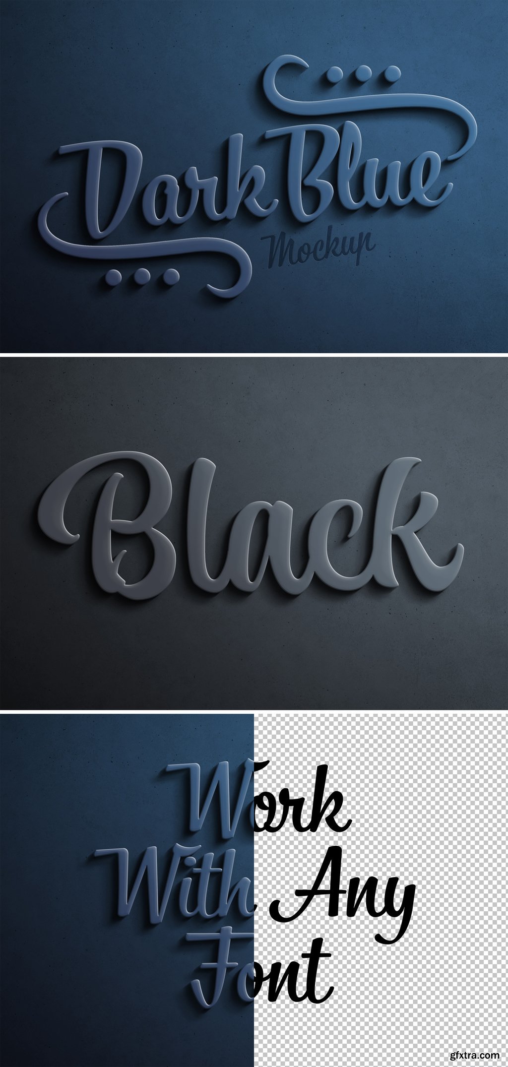 Dark Blue 3d Text Effect With Shadow Mockup Gfxtra