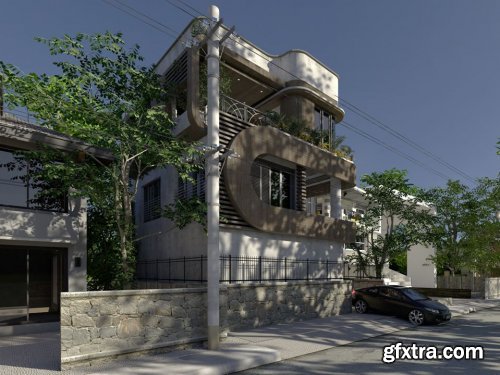 Exterior House Scene Sketchup 03