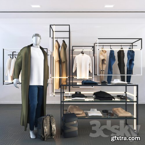 Clothing and accessories for the store 3d model