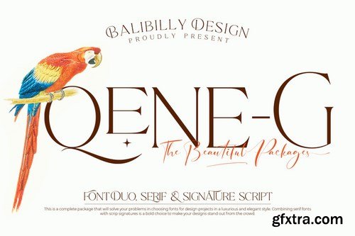 Qene-G - Serif & Signature Script Font Duo