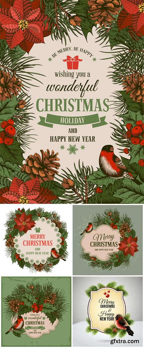 New Year and Christmas illustrations in vector №17