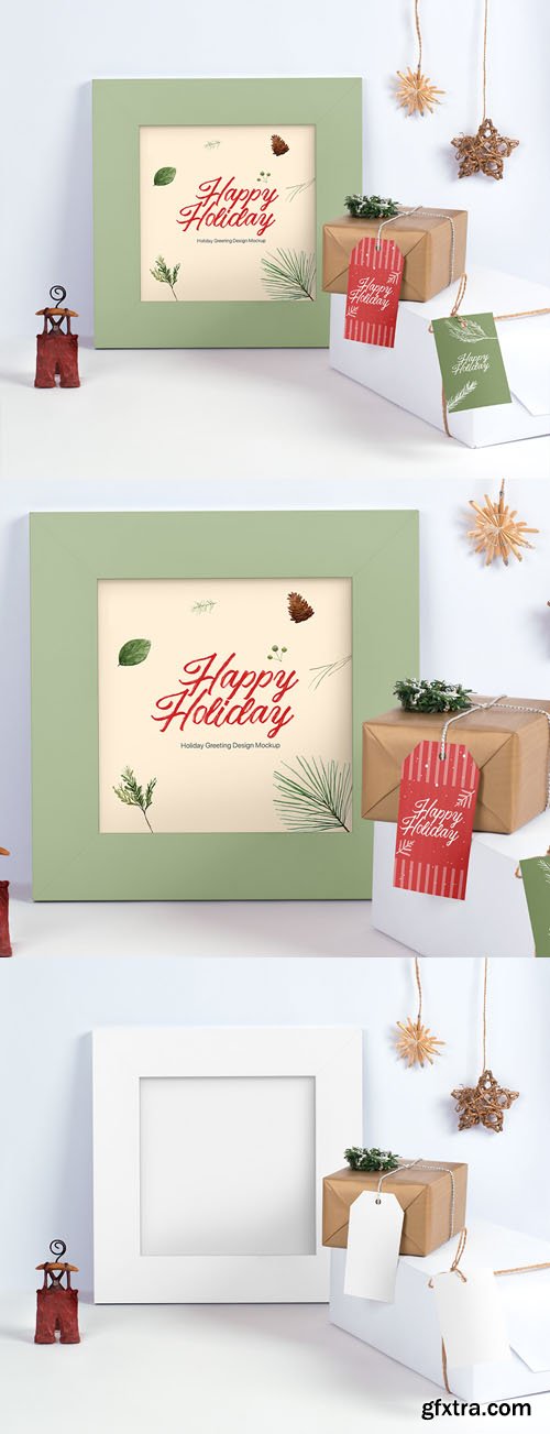 Holiday Greeting Frame PSD Mockup