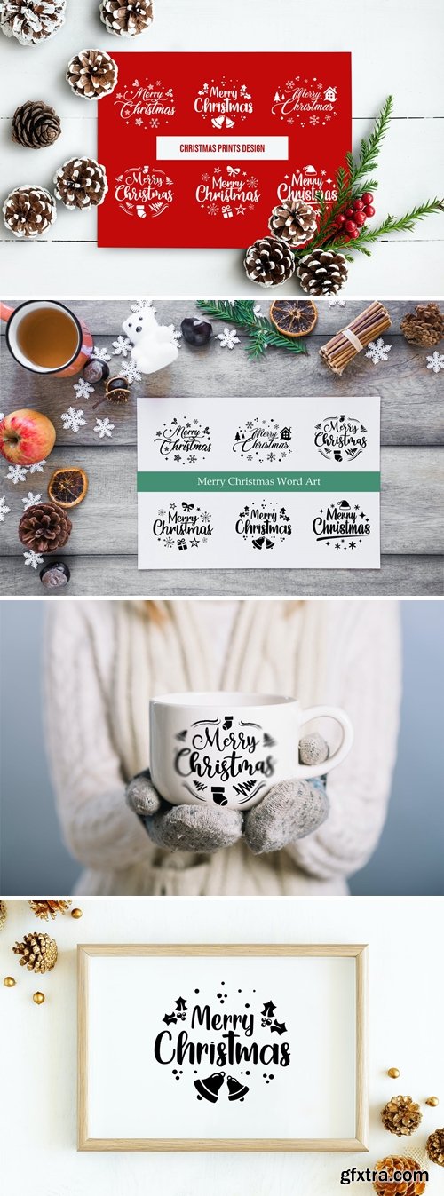 Christmas Prints Design Bundle, Christmas Word Art