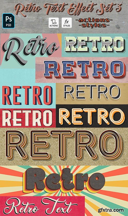 GraphicRiver - Retro Text Effect Set 3- 10 Photoshop Different Styles 29621607