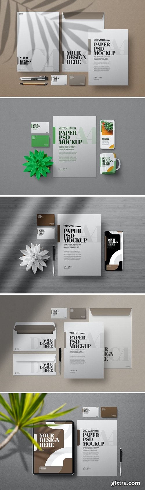 Stationery Business Card A4 C4 Envelopes Mockup