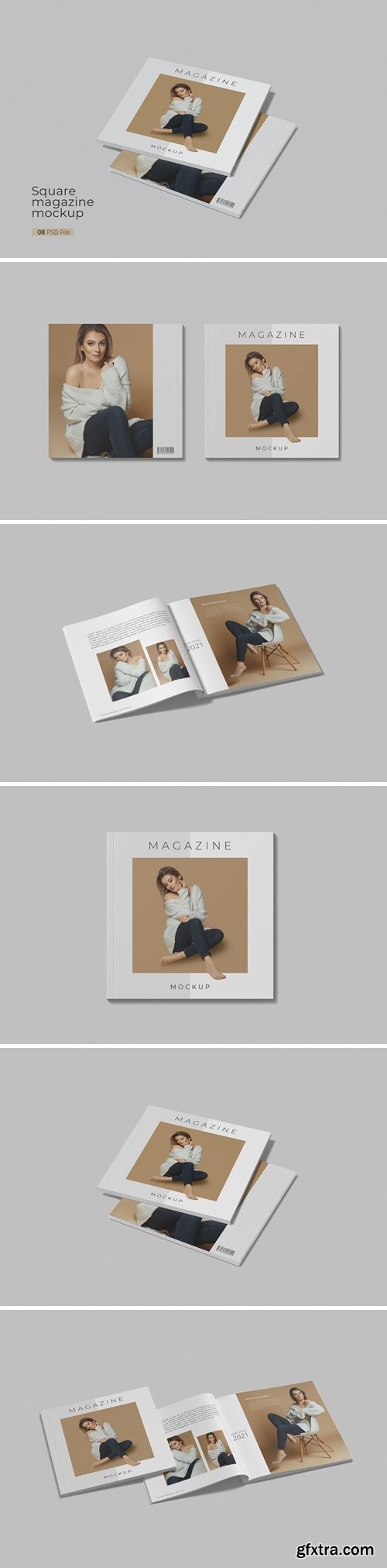 Realistic Square Magazine Mockup