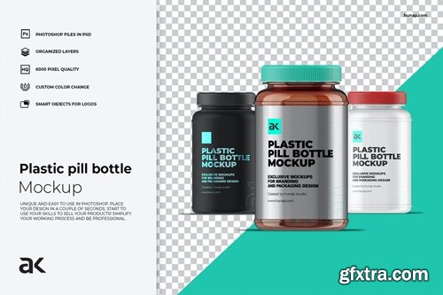 Plastic Pill Jar Bottle Mockup