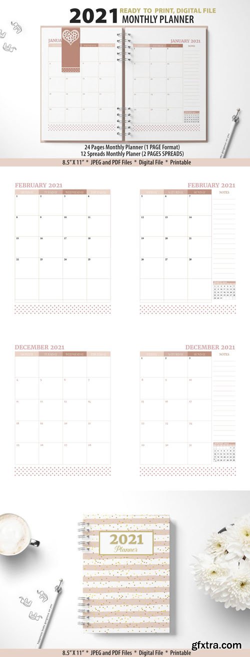 2021 Monthly Planner Printable Templates [12-Months]