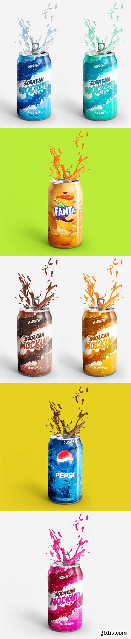 Soda Can PSD Mockup with Splash Effect