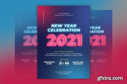 New Year Neon Flyer Template