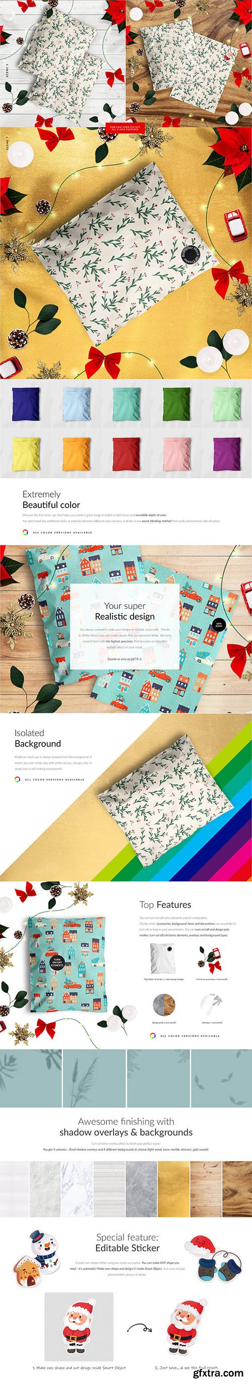 CreativeMarket - X-mas Polymailer Mailer Mock-ups 5700687