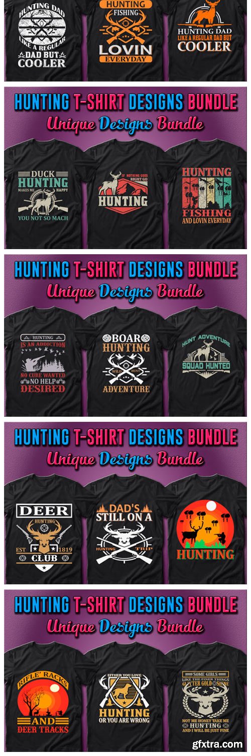 100 Hunting T-shirt Designs Bundle 7157428