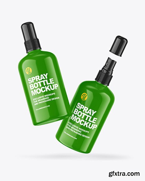 Download Two Glossy Spray Bottles Mockup 70934 Gfxtra