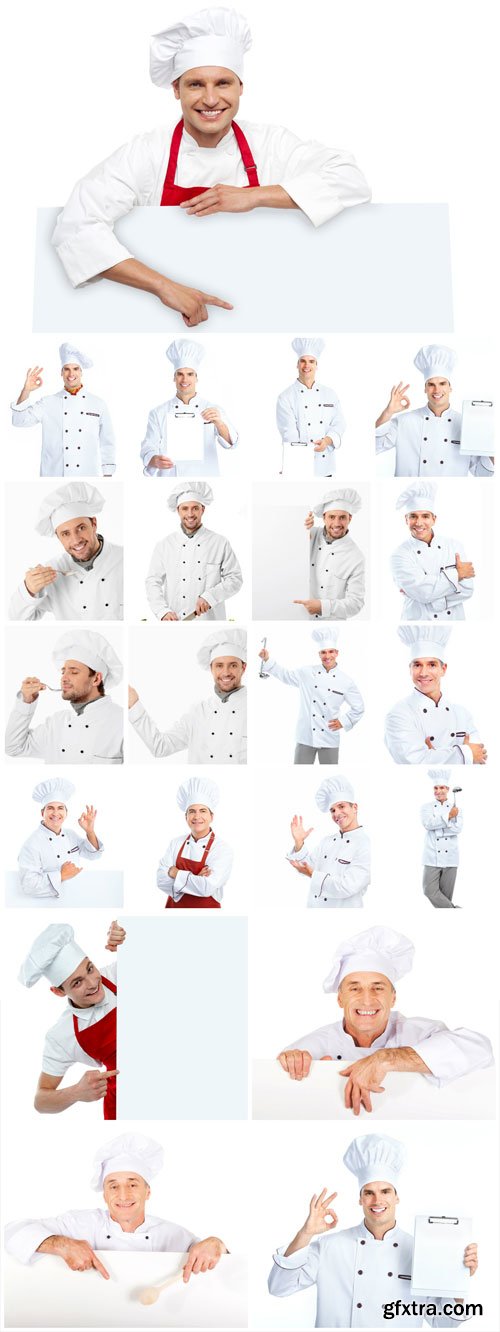 Chef with bigboards stock photo