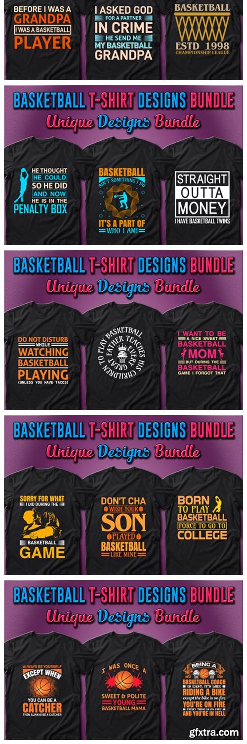 40 Basketball T-shirt Designs Bundle 7159718