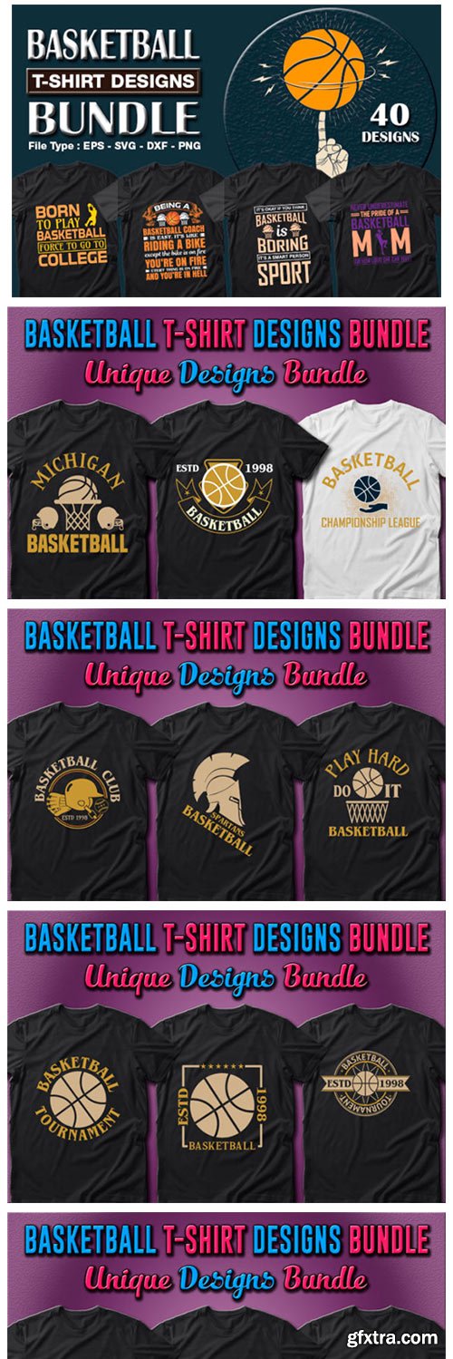 40 Basketball T-shirt Designs Bundle 7159718