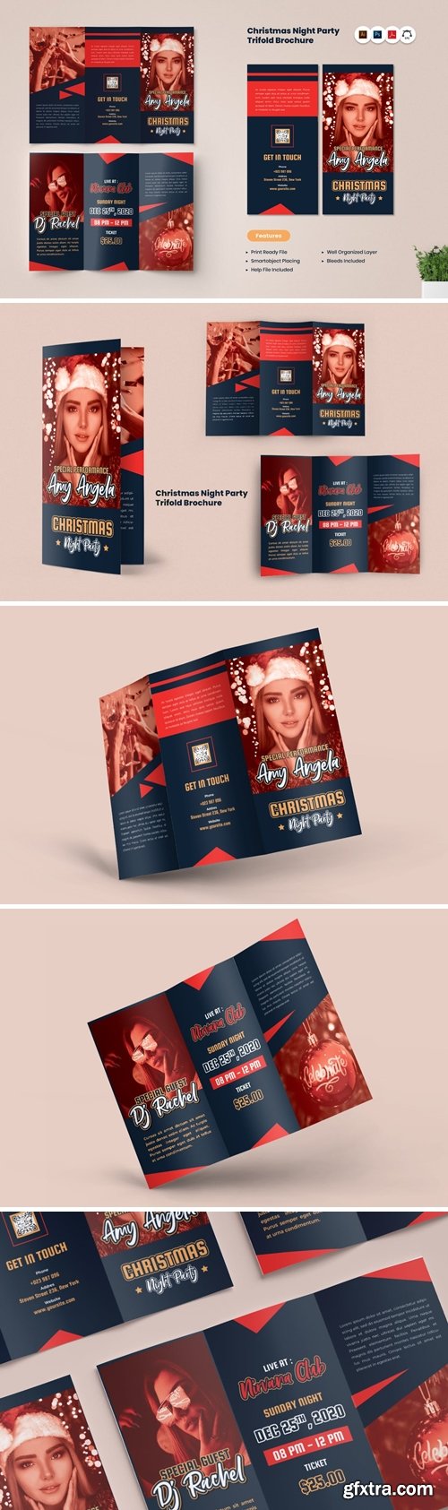 Christmas Night Party Trifold Brochure