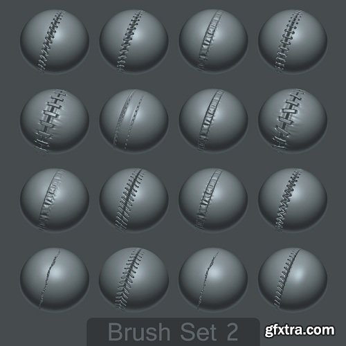 16 Custom Seam/Stitch brushes for zBrush SET #2