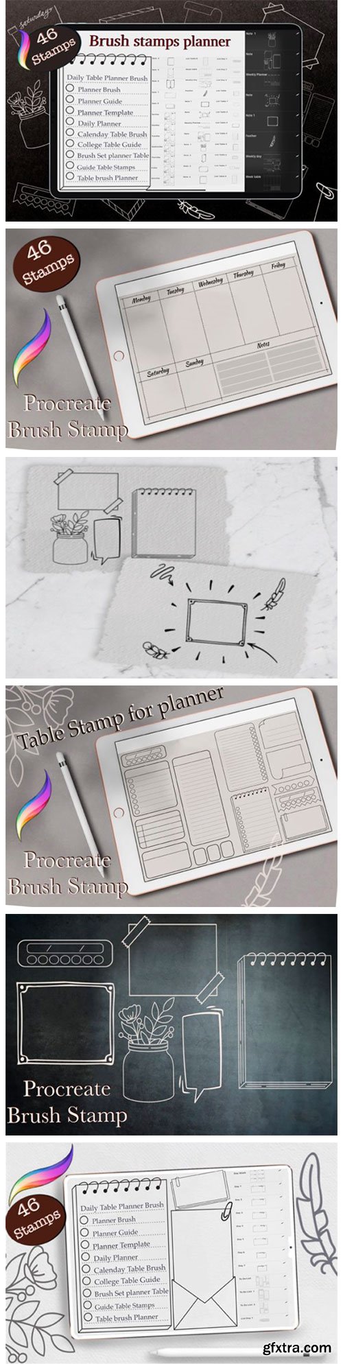 Procreate Planner Stamp Brushes, Template 7175638