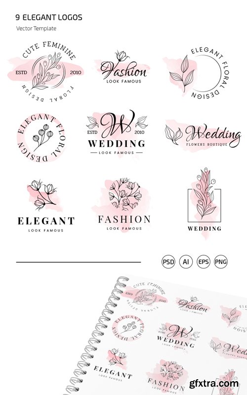 9 Elegant Logos Vector Templates + PSD