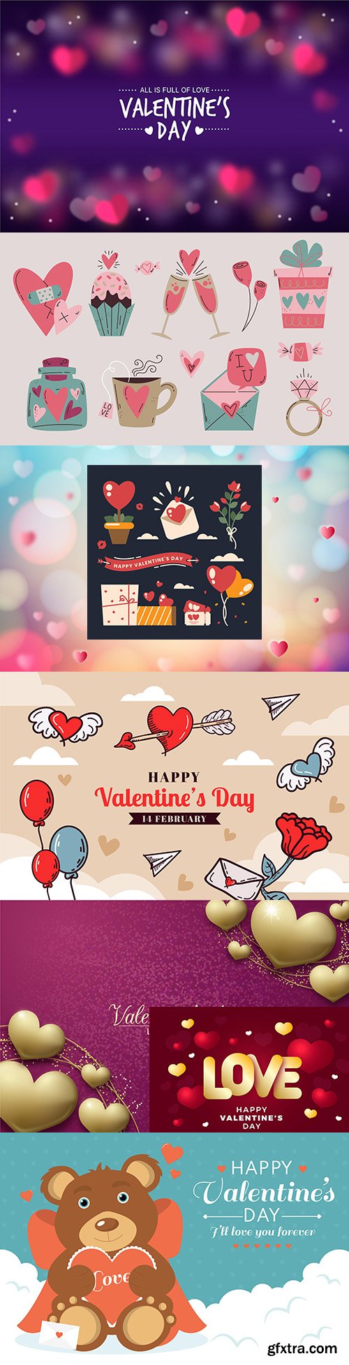 Valentine's Day design background and elements collection
