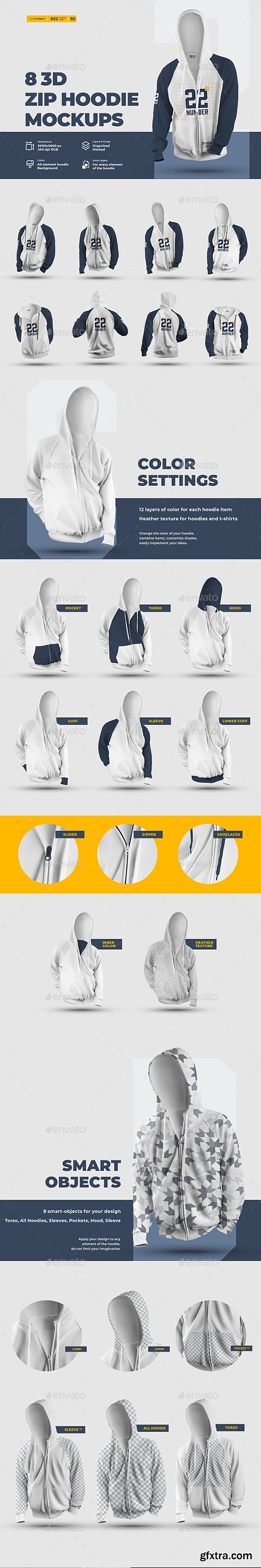 GraphicRiver - 8 3D Zip Hoodie Mockups 29694825