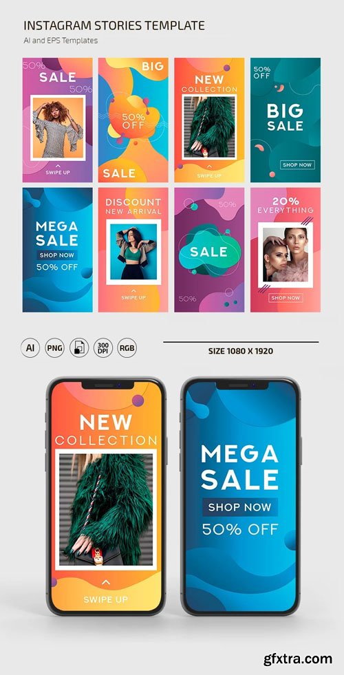 Instagram Stories Sales Banners Vector Templates