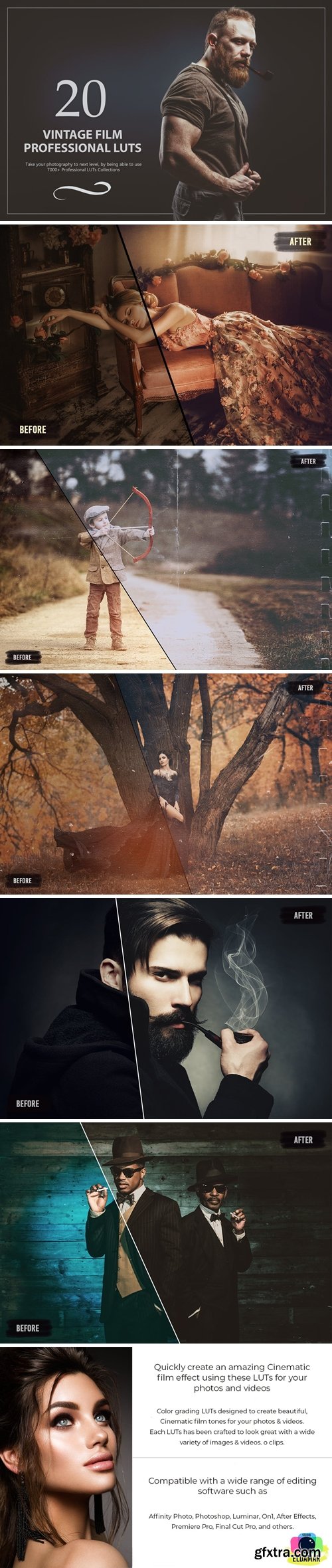 20 Vintage Film LUTs Pack