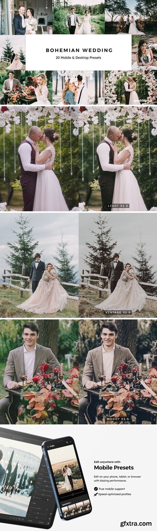 20 Bohemian Wedding Lightroom Presets & LUTs