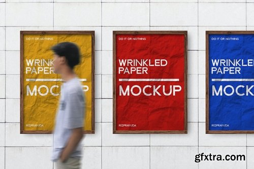 Wrinkle Paper Poster Mockup