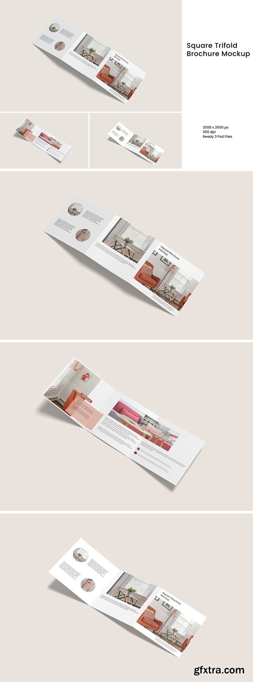 Square Trifold Brochure Mockup