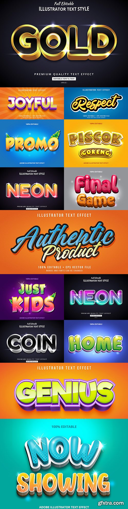 Editable font effect text collection illustration design 239
