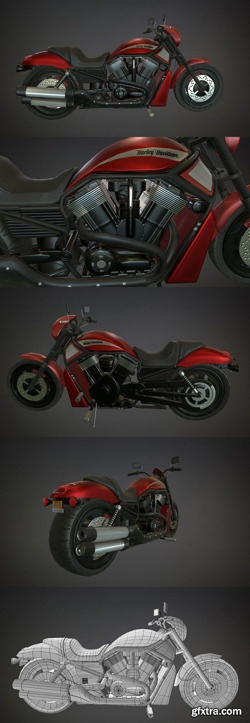 Harley Davidson Low Poly 3D Model