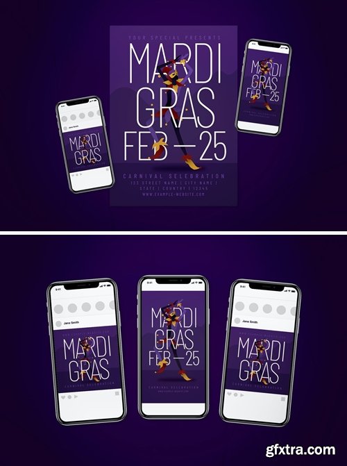 Mardi Gras Flyer Set