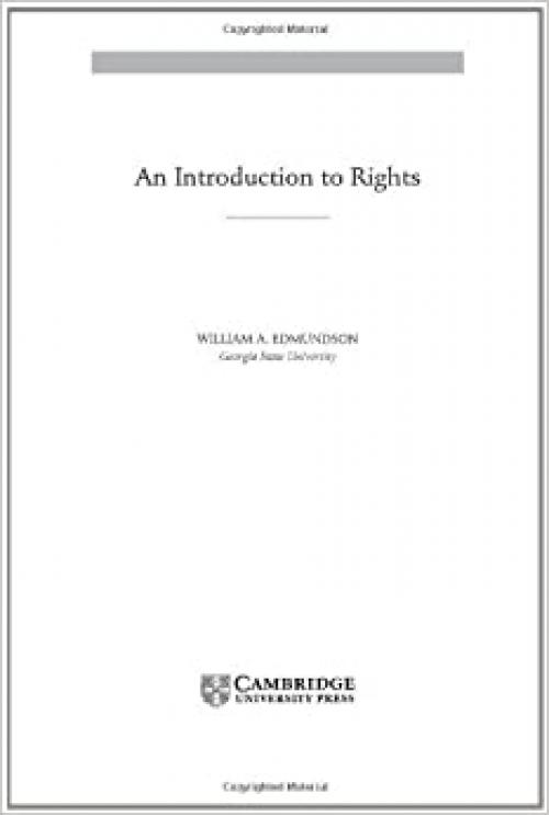  An Introduction to Rights (Cambridge Introductions to Philosophy and Law) 