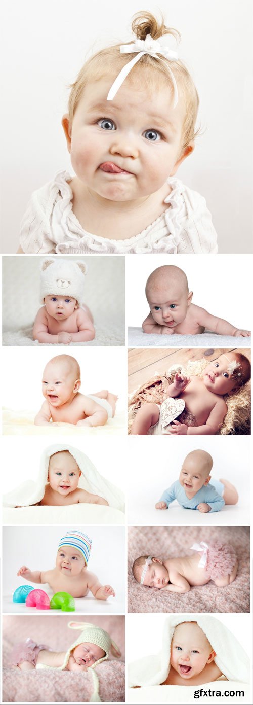 Funny newborn babies stock photo