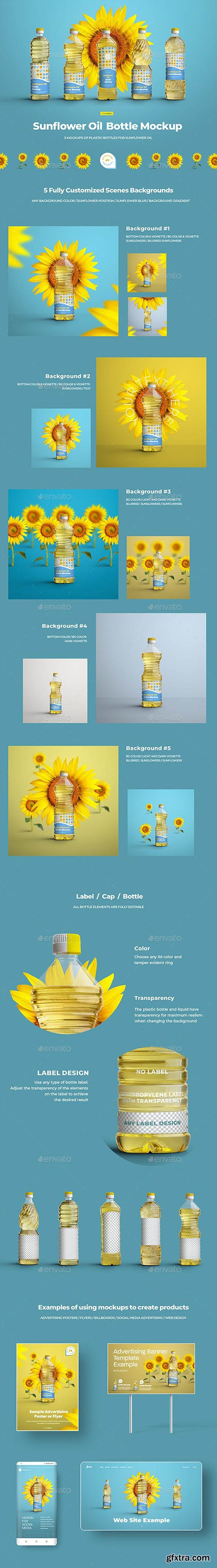 GraphicRiver - Mockups Plastic Sunflower Oil Bottles 29741146