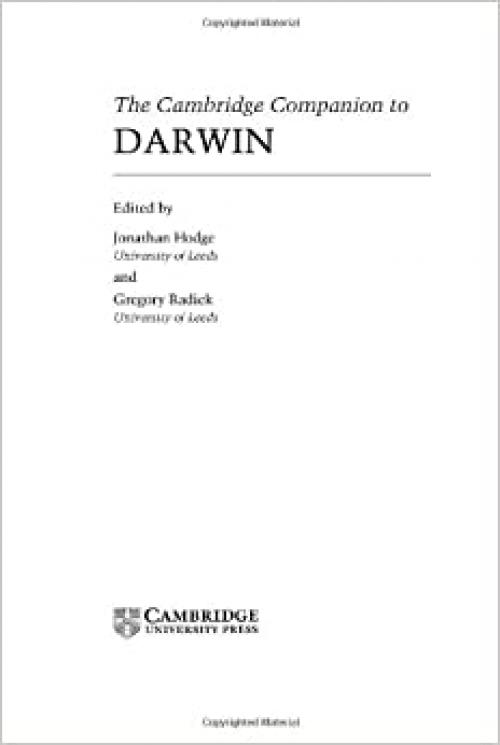  The Cambridge Companion to Darwin (Cambridge Companions to Philosophy) 