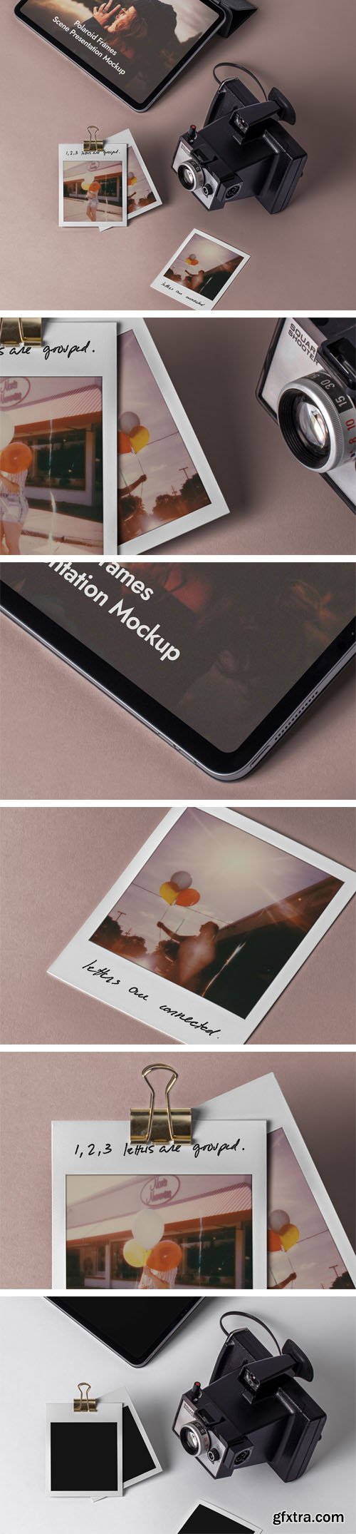 Polaroid Frames Scene Presentation PSD Mockup Template