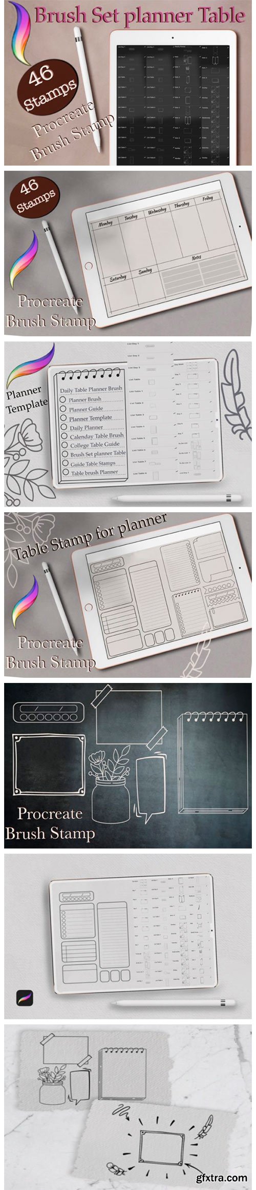 46 Planner Stamps, Brush Stamp Planner 7156963