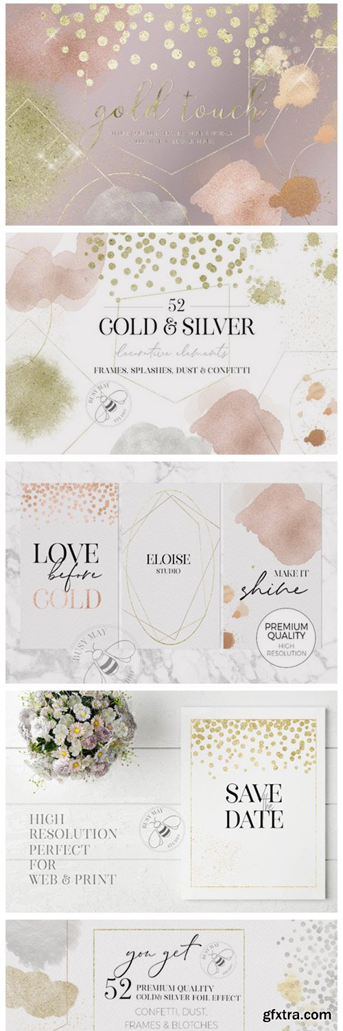 Gold Rose Gold Dust Confetti PNG Frames 6945975