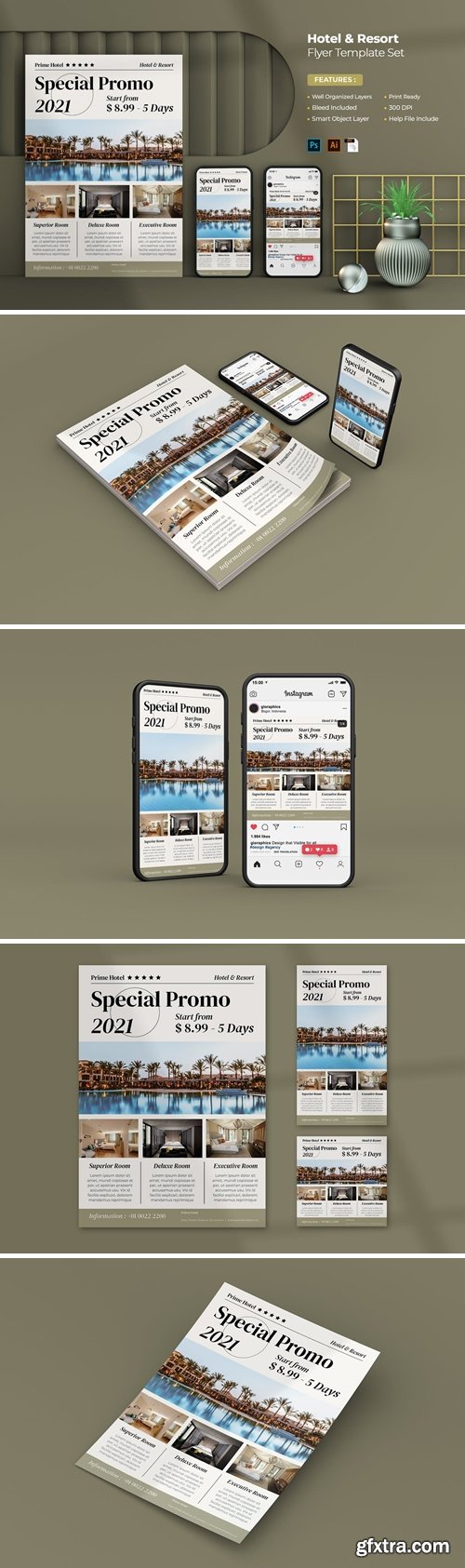 Hotel & Resort Flyer Template Set