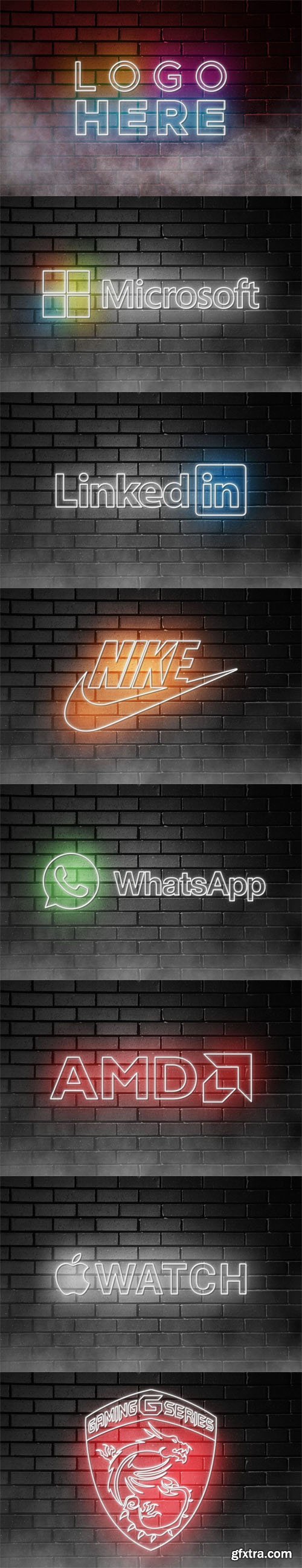 Neon Logo PSD Mockup