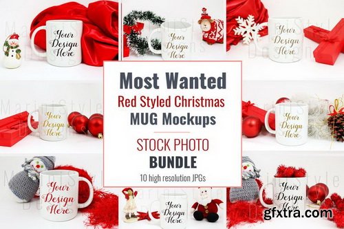Christmas Mug Mockup Stock Photo Bundle