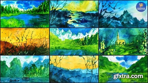 Watercolor Mountains For Beginners - Create 12 Different Landscapes!